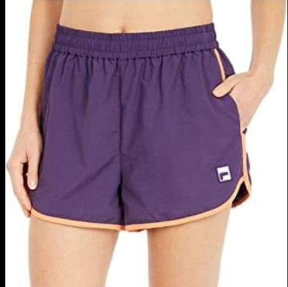 Fila Kati High Rise Big Logo Running Athletic Shorts Small Women Purple - Picture 1 of 13